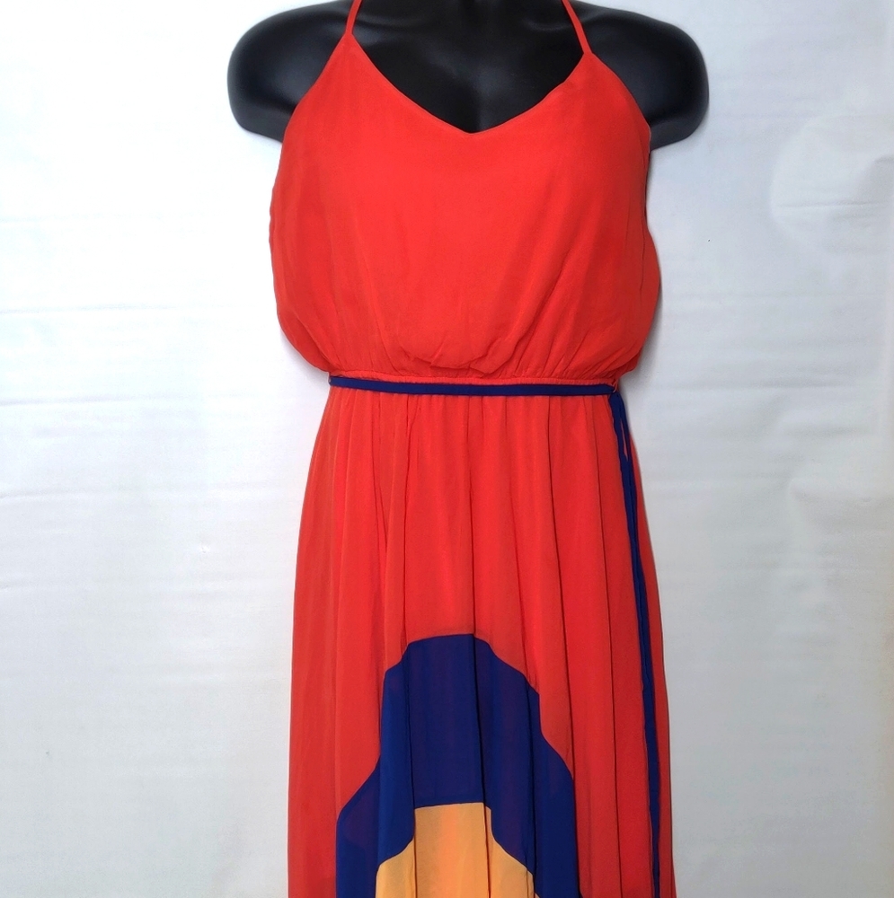 PaperDoll Asymmetrical Overlay Chiffon Beach Dress